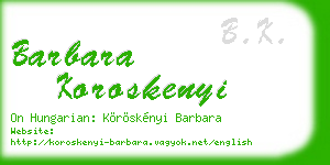 barbara koroskenyi business card